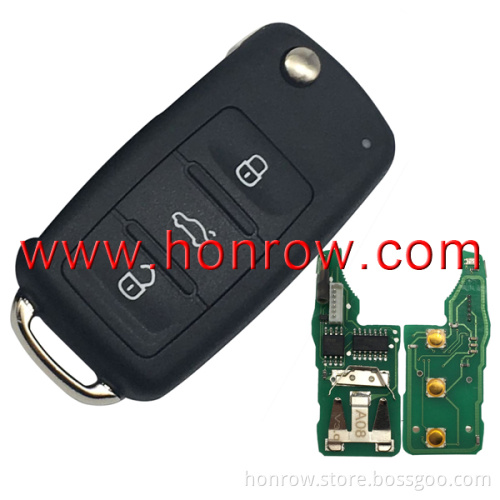 High quality VW remote key with 434mhz 3 button Model Number is 5K0837202AD